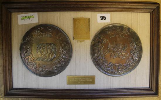 Commemorative Waterloo medals and silver plaques